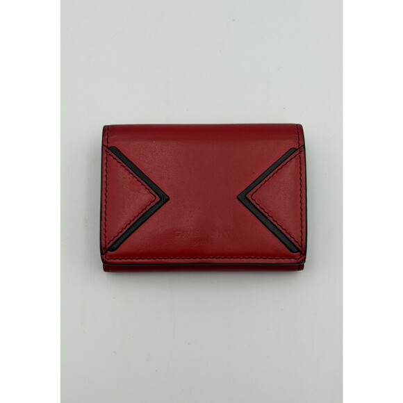 Givenchy Other - Givenchy Paris Trifold Wallet Men's Red Leather Black Trim Fashion Card Holder